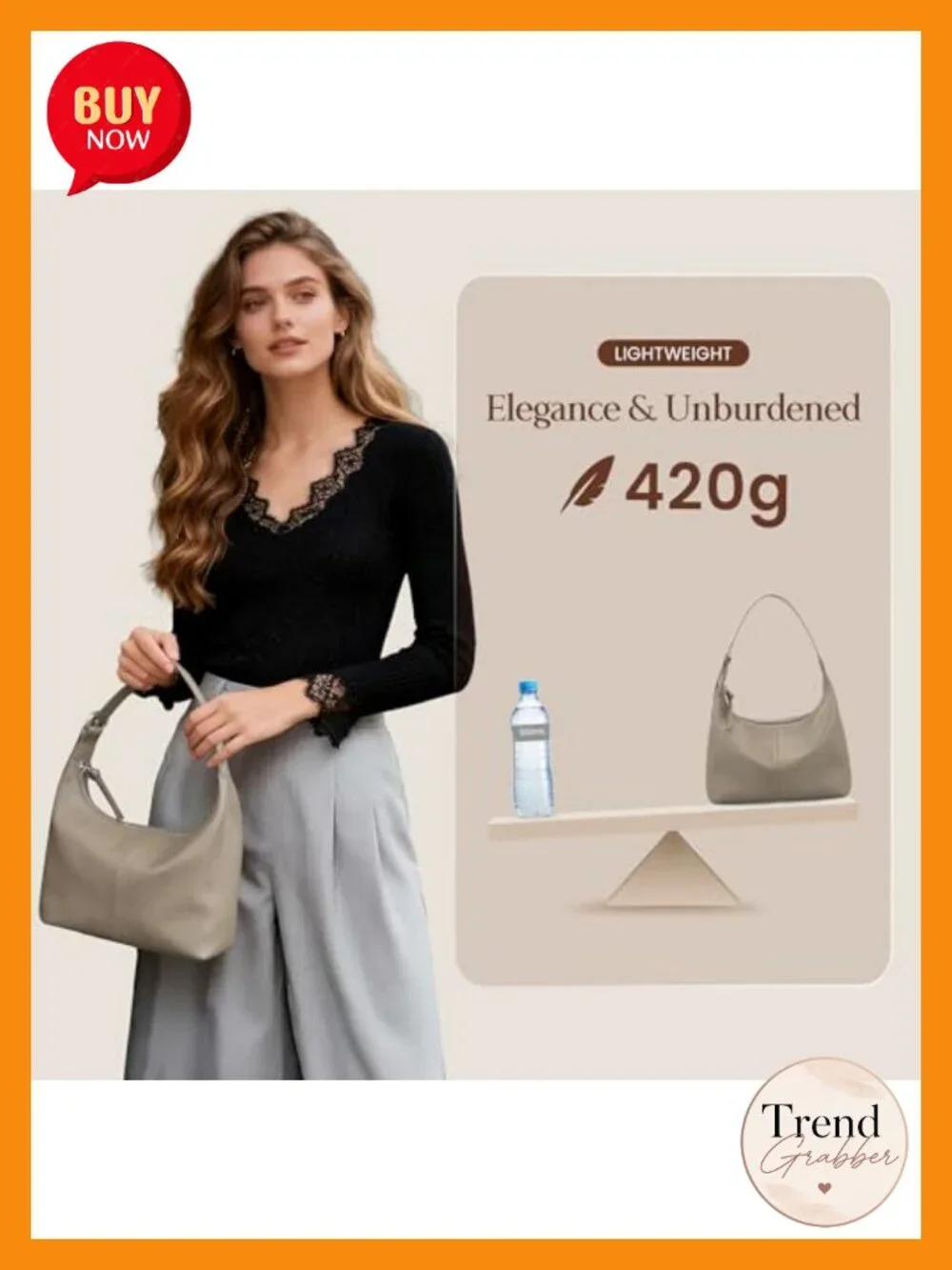 Genuine Leather Slouchy Hobo Bag Lightweight Shoulder Handbag Satchel